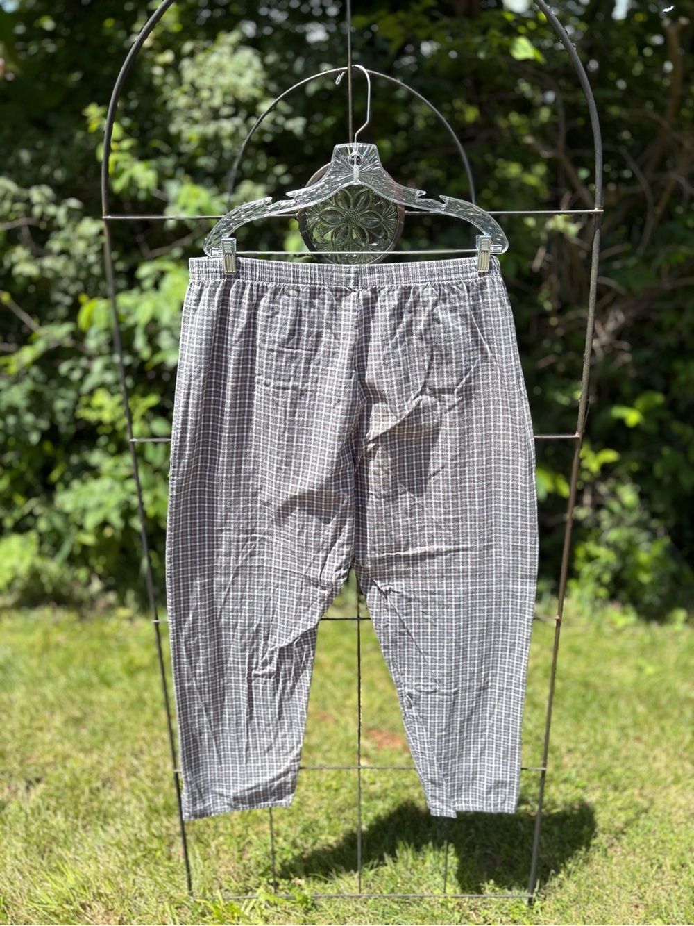 Puritan Gray Plaid Elastic Waist Lounge Sleep Pants 100% Cotton Men's Large Soft - Picture 7 of 14